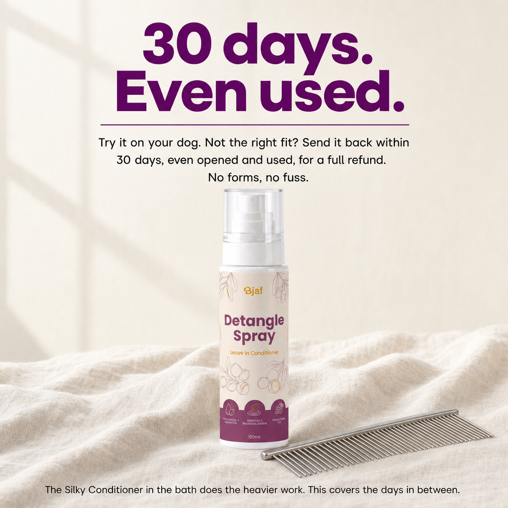 30 days money-back, even used. Bjaf Detangle Spray.