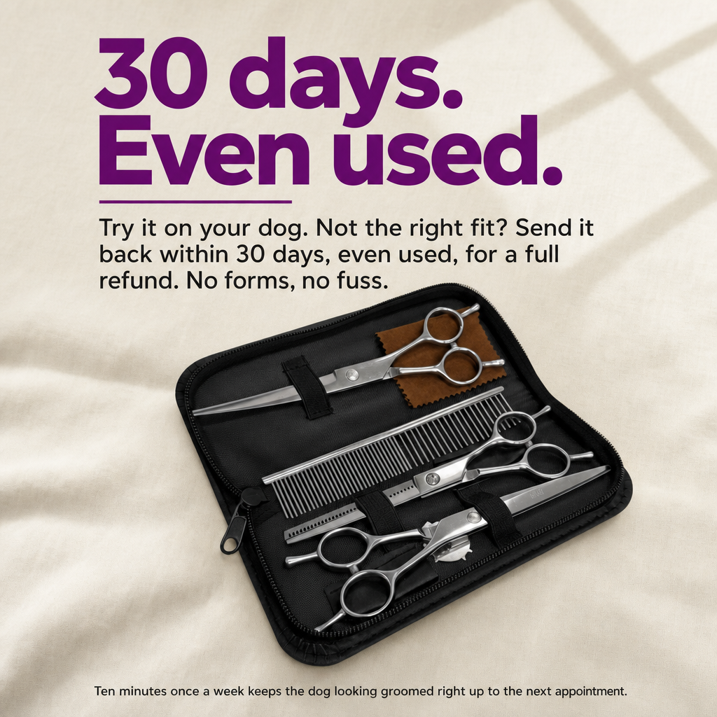 30 days money-back, even used. Bjaf Beginner Dog Grooming Scissor Set.